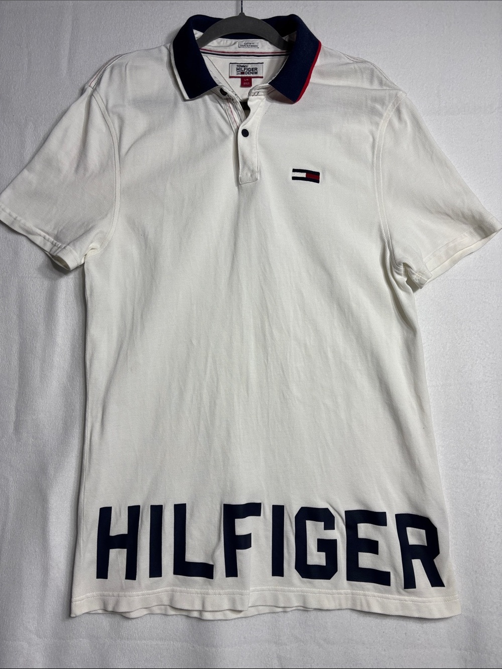 Tommy Hilfiger Denim Custom Fit  Logo Short Sleeve Y2K Polo Shirt